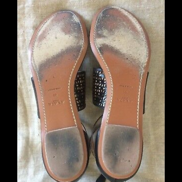 Alaia Sandals Caged Black Laser Leather Ankle Box - Picture 8 of 8